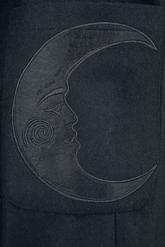 Rock Revival "Belted Coat With Sun & Moon Embroidery" Coat Black By Jawbreaker