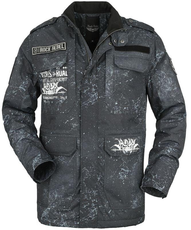 Rock Revival "Between-seasons Jacket With Various Patches" Mid-Season Jackets Grey By Rock Rebel By EMP