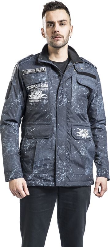 rock revival "Between-seasons jacket with various patches" Mid-Season Jackets grey by Rock Rebel by EMP