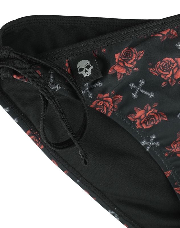 Rock Revival "Bikini Bottoms With Cross And Roses Alloverprint" Bikini Bottom Black By Rock Rebel By EMP