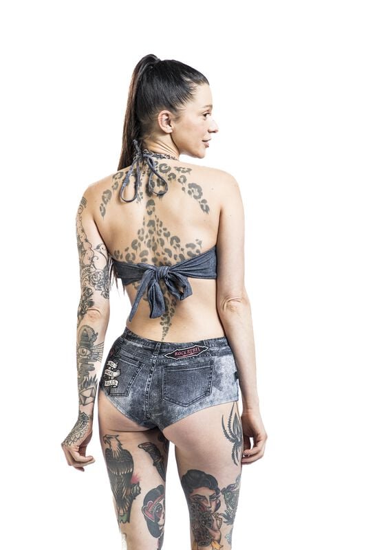 Rock Revival "Bikini Top With Old School Prints" Bikini Top Dark Grey-black By Rock Rebel By EMP