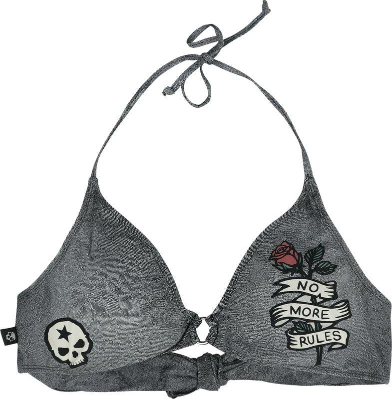 Rock Revival "Bikini Top With Old School Prints" Bikini Top Dark Grey-black By Rock Rebel By EMP