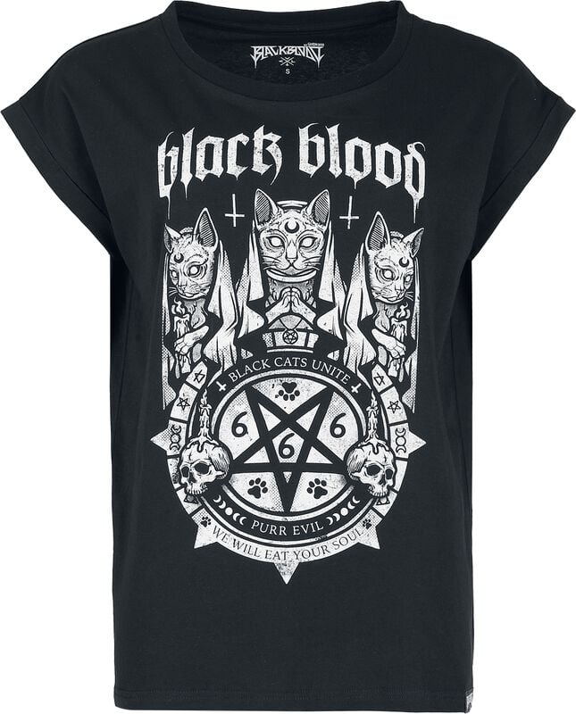 Rock Revival "Black Cat's Unite T-Shirt" T-Shirt Black By Black Blood By Gothicana