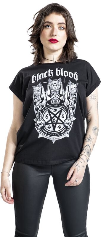 rock revival "Black Cat's Unite T-Shirt" T-Shirt black by Black Blood by Gothicana