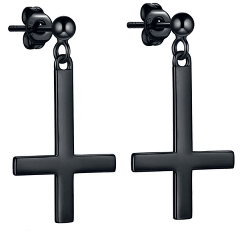 rock revival "Black Cross" Stud Earring Set black by etNox