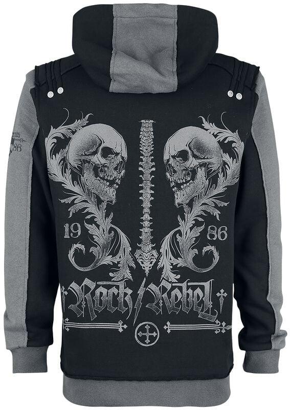 Rock Revival "Black Hooded Jacket With Rock Rebel And Skull Prints" Hoodie Jacket Black By Rock Rebel By EMP