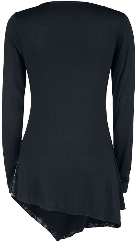Rock Revival "Black Long-Sleeve Shirt With Waterfall Neckline And Print" Long-sleeve Shirt Black By Black Premium By EMP