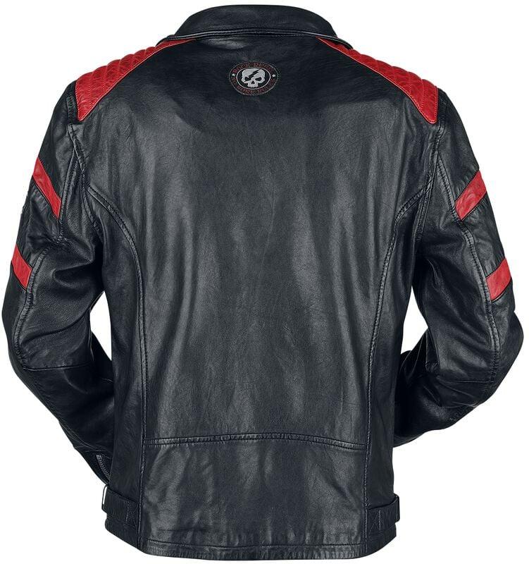 Rock Revival "Black/Red Leather Biker Jacket" Leather Jacket Black-red By Rock Rebel By EMP