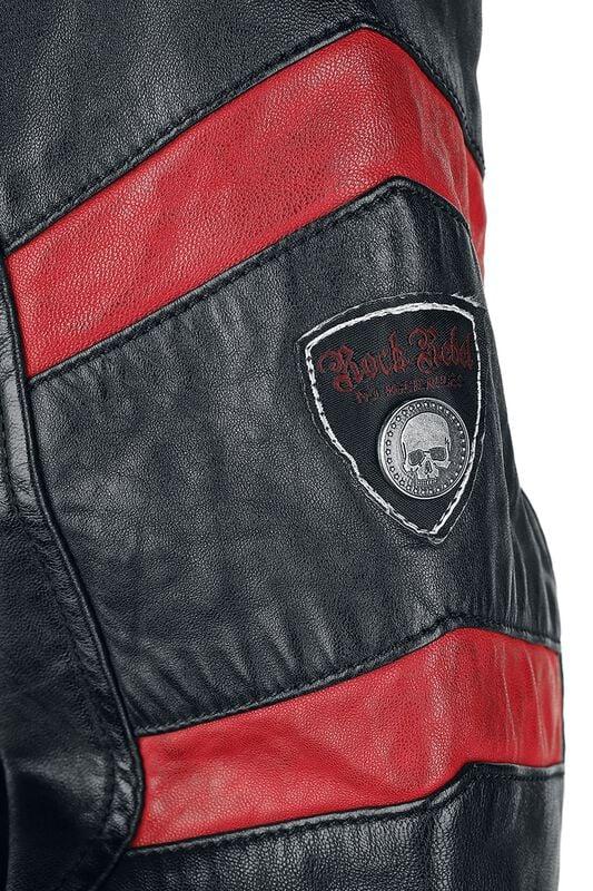 Rock Revival "Black/Red Leather Biker Jacket" Leather Jacket Black-red By Rock Rebel By EMP