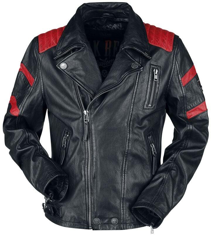 rock revival "Black/Red Leather Biker Jacket" Leather Jacket black-red by Rock Rebel by EMP