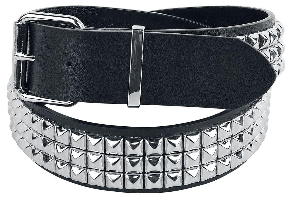 rock revival "Black Three-Row Studded Belt" Belt black by Black Premium by EMP