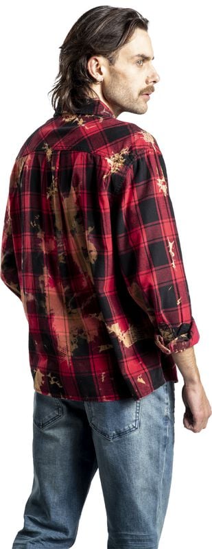 Rock Revival "Bleach It Out" Flanel Shirt Red-black By Rock Rebel By EMP