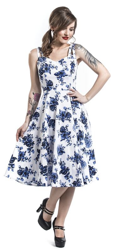 rock revival "Blue Rosaceae Swing Dress" Midi Dress multicolour by H&R London