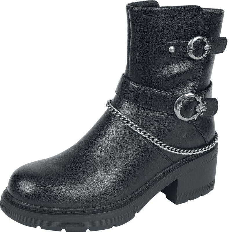 rock revival "Boots with buckles and chain" Boot black by Rock Rebel by EMP