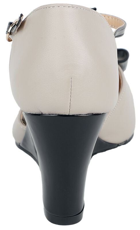 Rock Revival "Bow Vixen Wedges" High Heel Black-beige By Banned Retro