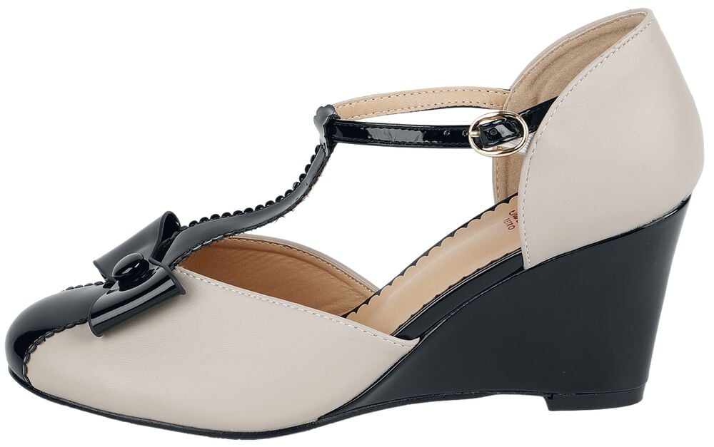 Rock Revival "Bow Vixen Wedges" High Heel Black-beige By Banned Retro