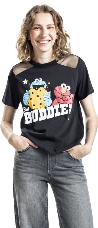 Rock Revival "Buddies - Cookie Monster- Elmo" T-Shirt Black By Sesame Street