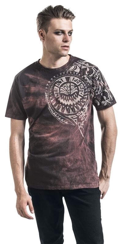 rock revival "Burned Magic" T-Shirt burgundy by Outer Vision