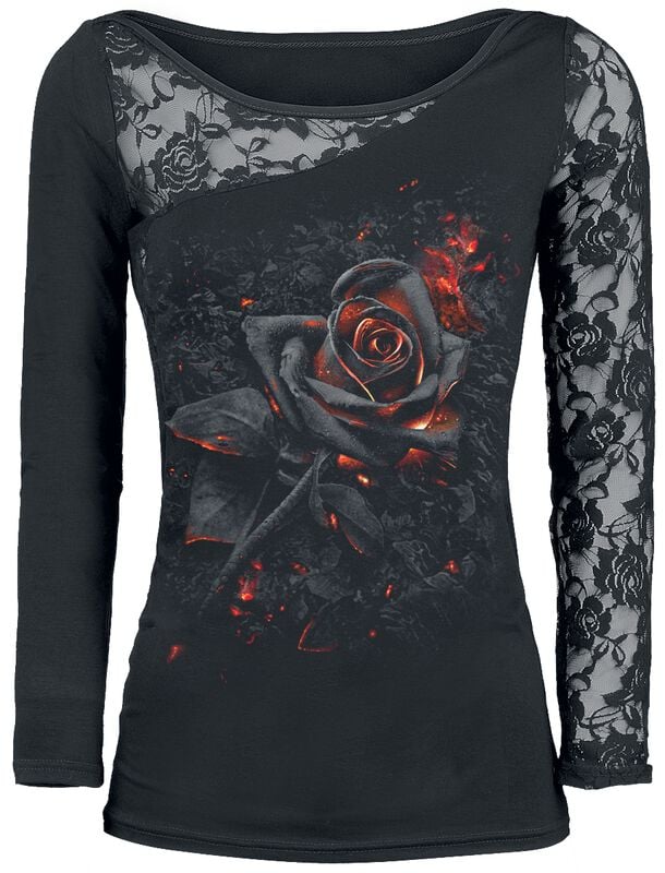 rock revival "Burnt Rose" Long-sleeve Shirt black by Spiral