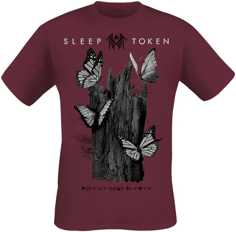 rock revival "Butterflies Burg" T-Shirt burgundy by Sleep Token