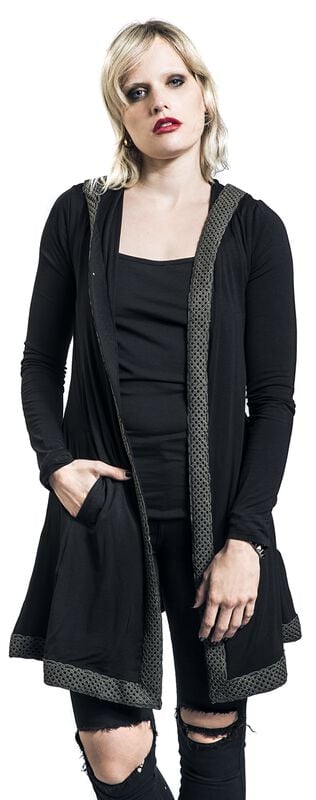 rock revival "Cardigan with Hood and Celtic-Knot Trim" Cardigan black by Black Premium by EMP