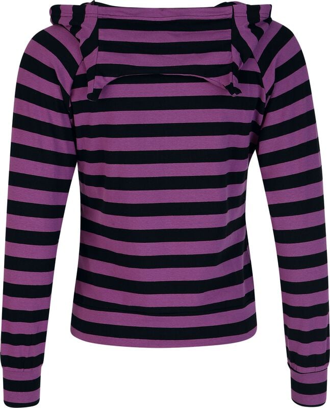 Rock Revival "Cat Ears Striped Hoodie" Hoodie Black-lilac By Banned Alternative