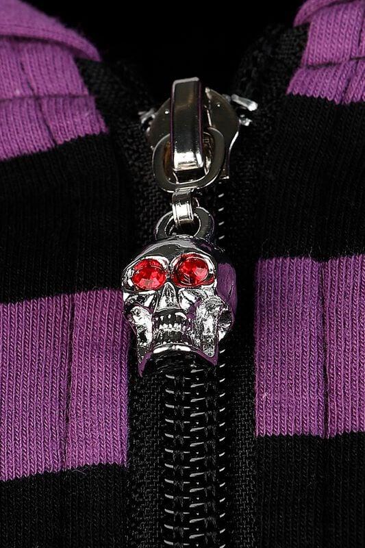 Rock Revival "Cat Ears Striped Hoodie" Hoodie Black-lilac By Banned Alternative