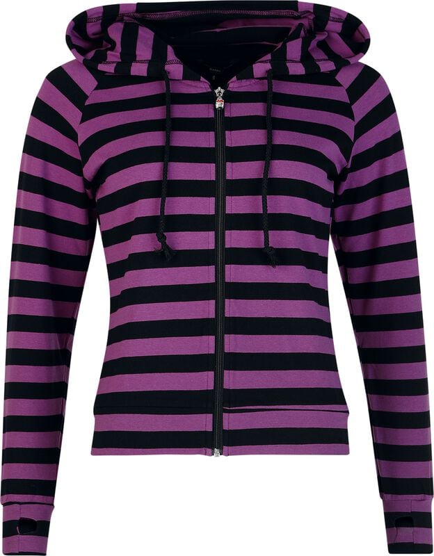 rock revival "Cat Ears Striped Hoodie" Hoodie black-lilac by Banned Alternative