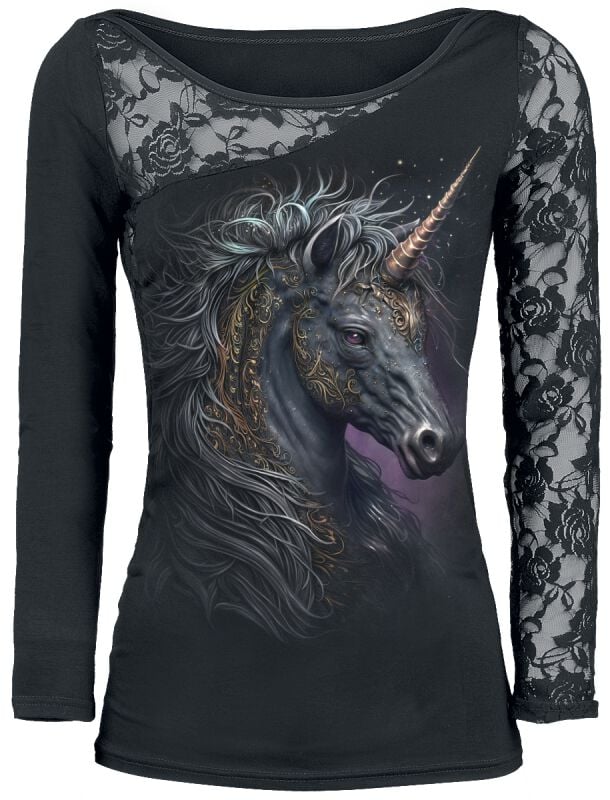 rock revival "Celtic Unicorn" Long-sleeve Shirt black by Spiral