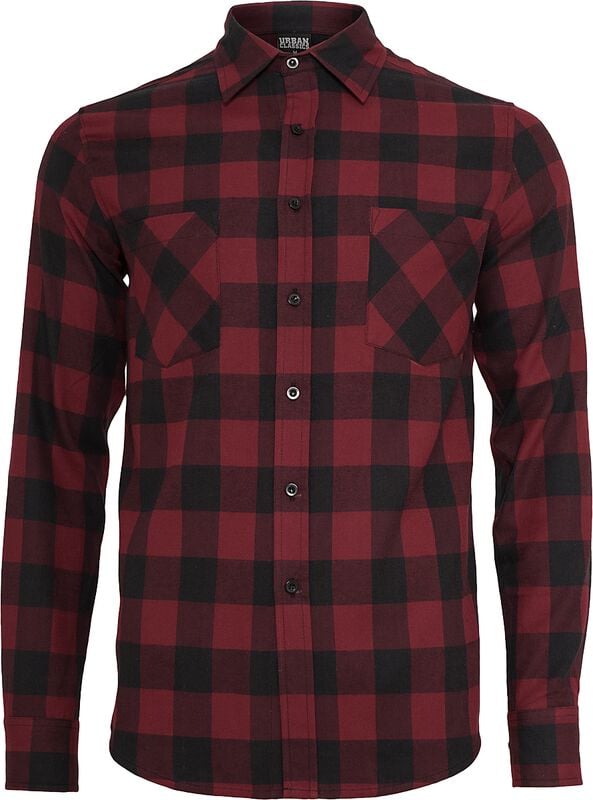 rock revival "Checked Flannel Shirt" Flanel Shirt black-burgundy by Urban Classics