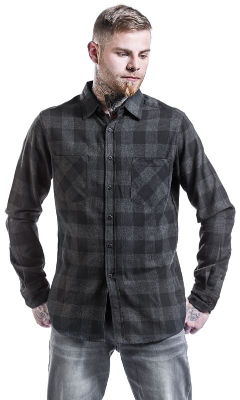 rock revival "Checked Flannel Shirt" Longsleeve black-grey by Urban Classics