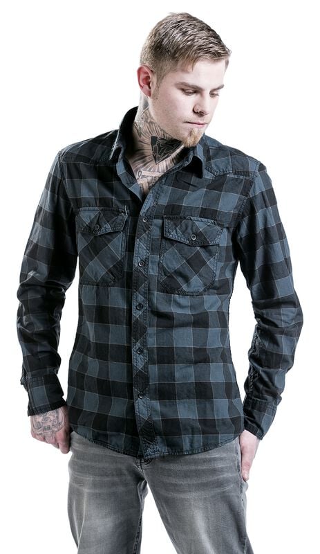 Rock Revival "Checkshirt" Longsleeve Blue-grey-black By Brandit