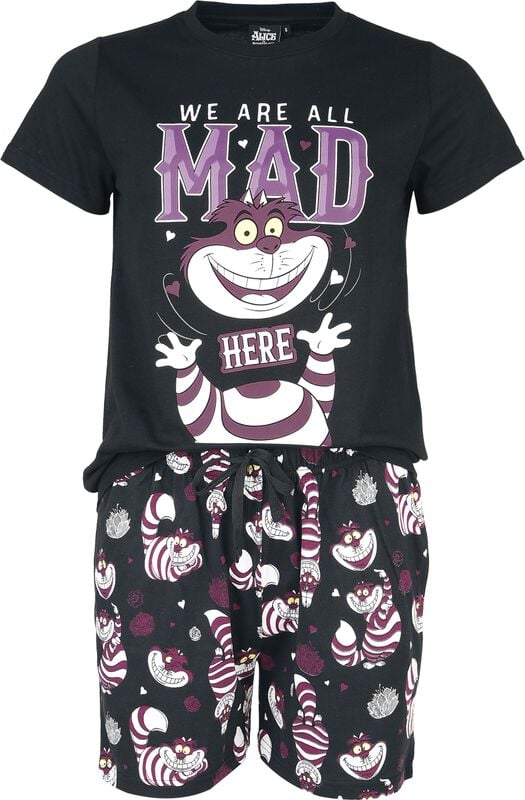 rock revival "Cheshire Cat - We Are All Mad Here" Pyjama black by Alice in Wonderland