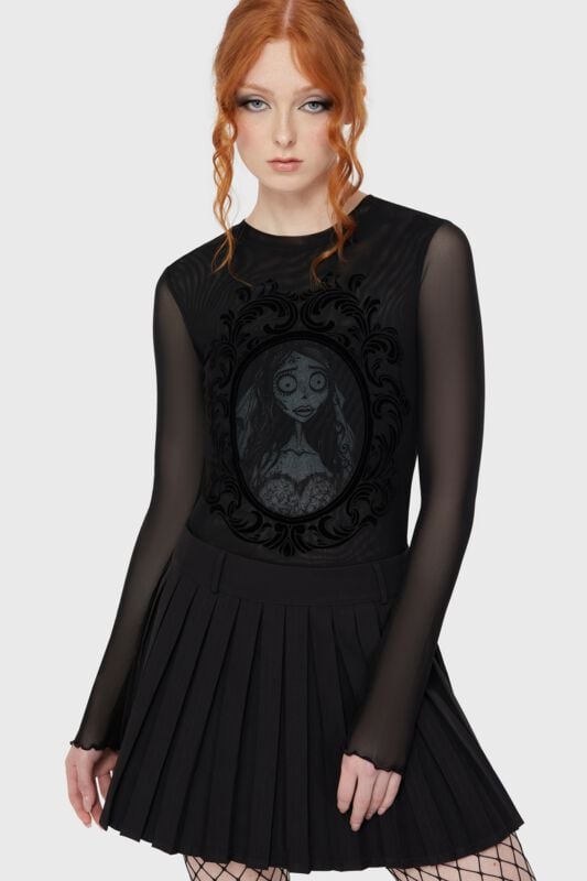 Rock Revival "Corpse Bride II - Corpse Bride Emily Mesh Top" Long-sleeve Shirt Black-grey By Killstar