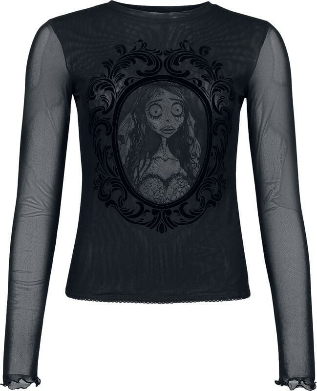 rock revival "Corpse Bride II - Corpse Bride Emily Mesh Top" Long-sleeve Shirt black-grey by Killstar