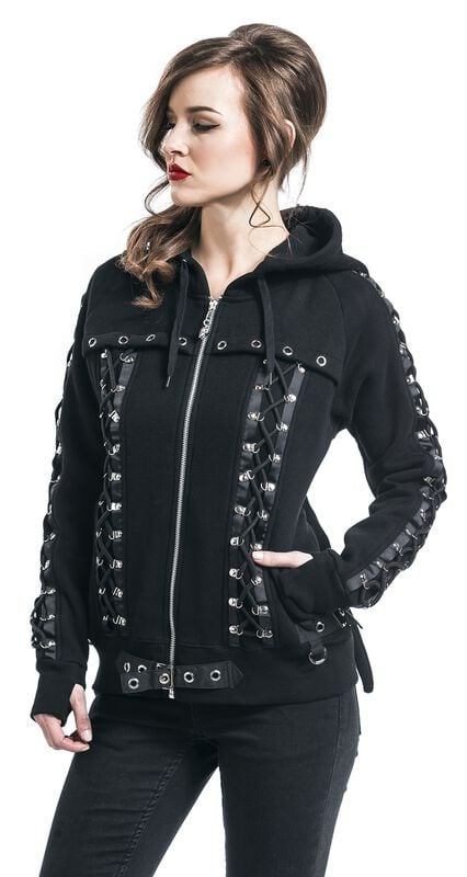 rock revival "Corset Hoodie" Hoodie Jacket black by Banned Alternative