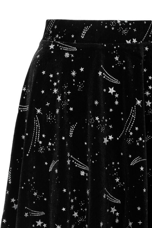 Rock Revival "Cosmic Dust Skirt" Midi Skirt Black-white By Hell Bunny
