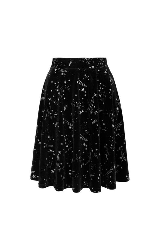 rock revival "Cosmic Dust Skirt" Midi Skirt black-white by Hell Bunny