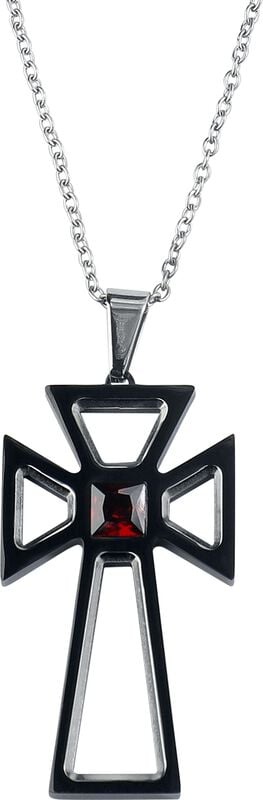 rock revival "Cross" Necklace silver-red by etNox hard and heavy