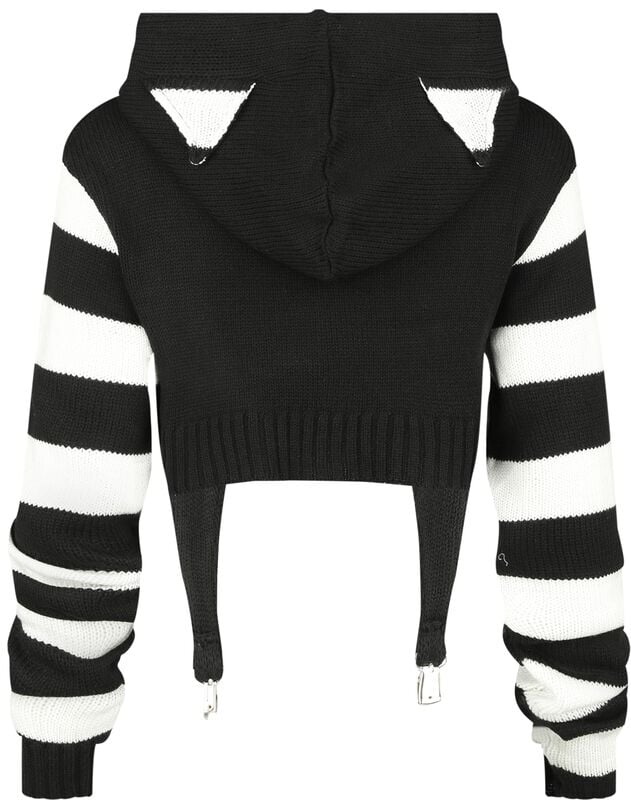 Rock Revival "Cute Kitty Hoodie" Knit Jumper Black-white By Cupcake Cult