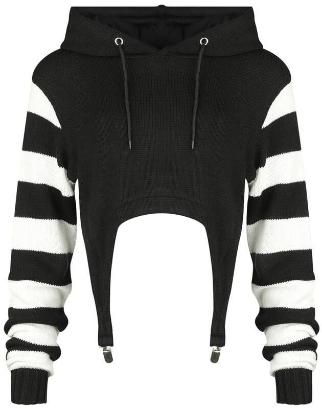 rock revival "Cute kitty hoodie" Knit jumper black-white by Cupcake Cult