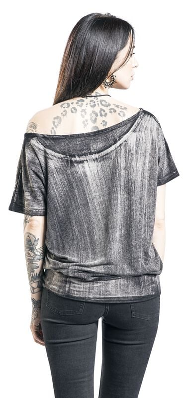 Rock Revival "Dark Grey T-shirt With Wide Neckline And Print" T-Shirt Dark Grey By Rock Rebel By EMP
