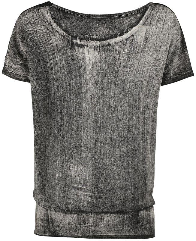 Rock Revival "Dark Grey T-shirt With Wide Neckline And Print" T-Shirt Dark Grey By Rock Rebel By EMP