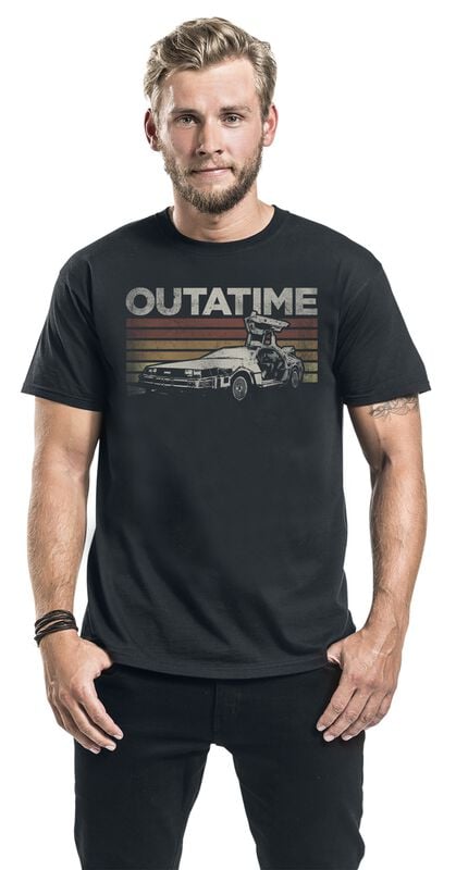 Rock Revival "Delorean Retro Stripes" T-Shirt Black By Back To The Future