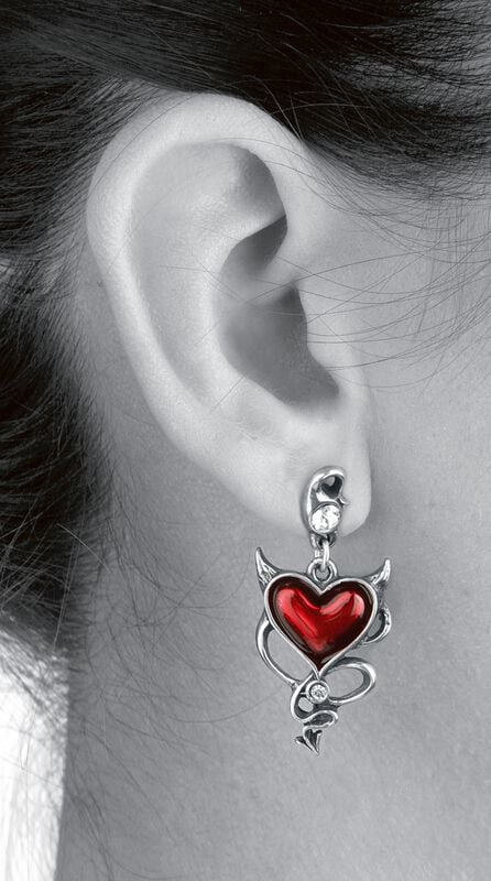 Rock Revival "Devil Heart Studs" Stud Earring Set By Alchemy Gothic