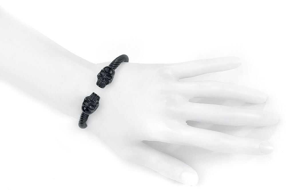 Rock Revival "Double Skull" Bracelet Black By EtNox Hard And Heavy