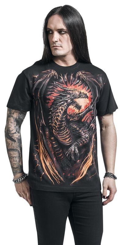 rock revival "Dragon Furnace" T-Shirt black by Spiral