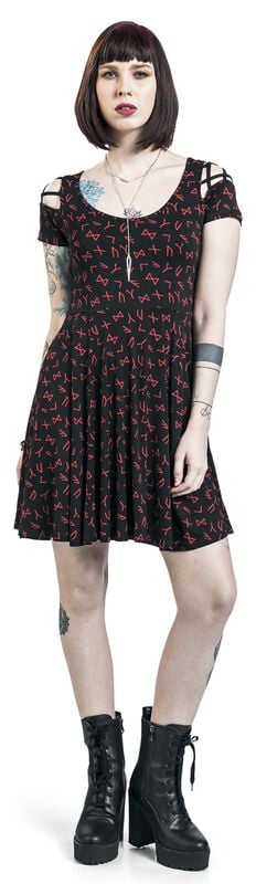 Rock Revival "Dress With Lacing And Runes" Mini Dress Black By Black Premium By EMP