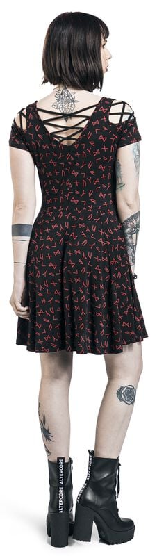 Rock Revival "Dress With Lacing And Runes" Mini Dress Black By Black Premium By EMP