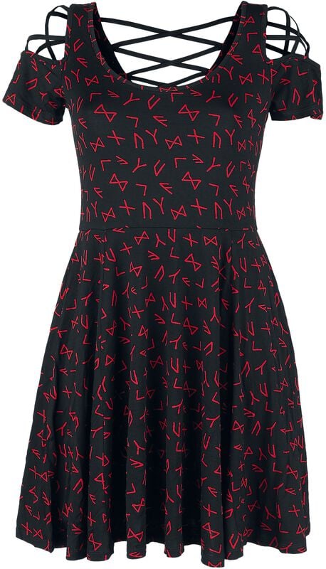 Rock Revival "Dress With Lacing And Runes" Mini Dress Black By Black Premium By EMP